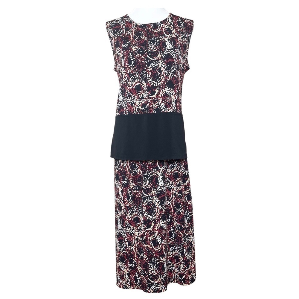 Jones Studio Black Red Abstract Print Top and Skirt Set US XL